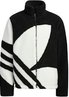 adidas Originals Big Logo Sherpa Fleece Jacket Unisex Black HR3486 adidas Originals Big Logo Sherpa Fleece Jacket Unisex Black HR3486