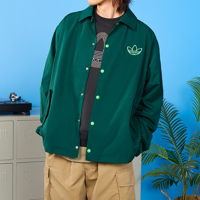 adidas Originals Big Trefoil Embroidered Logo Woven Jacket Forest Green - Men H36282 圖 7