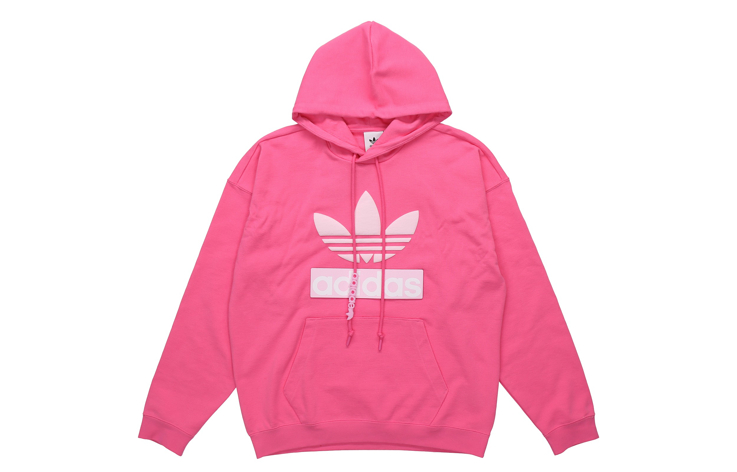 adidas Originals Big Trefoil Hoodie Colorblock Logo Fluorescent Pink H09352