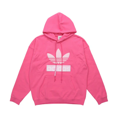 adidas Originals Big Trefoil Hoodie Colorblock Logo Fluorescent Pink H09352