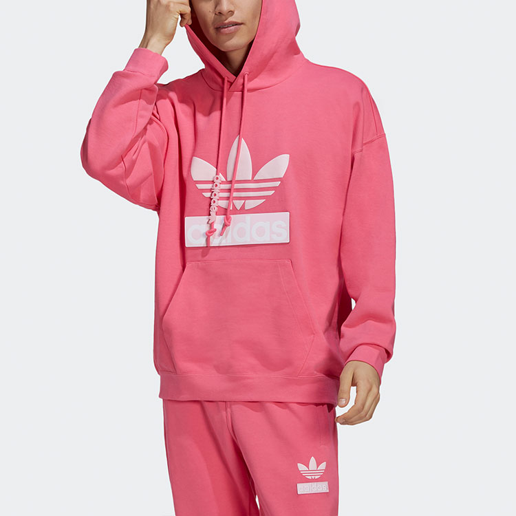 adidas Originals Big Trefoil Hoodie Colorblock Logo Fluorescent Pink H09352 圖 4