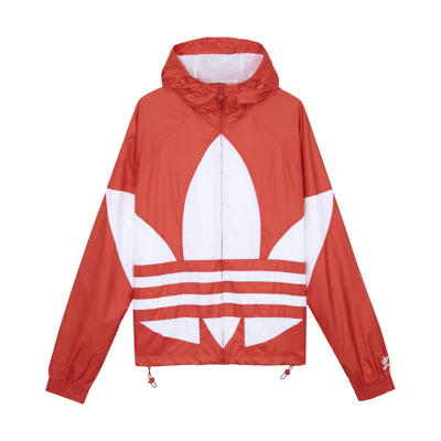 adidas Originals Big Trefoil Logo Red Hoodie Jacket FM7076