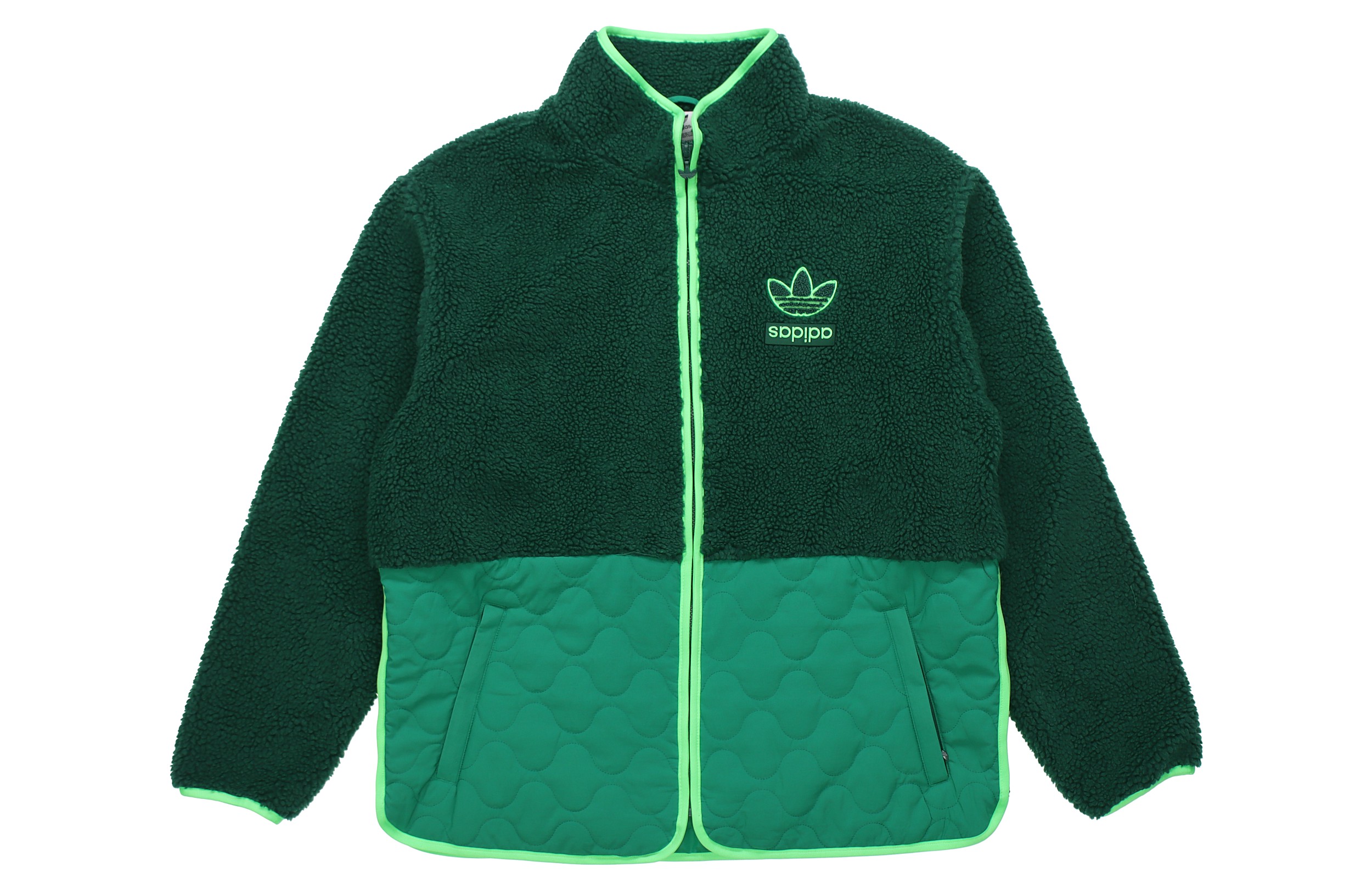 adidas Originals Big Trfl Sherpa Winter Jacket in Forest Green H09362