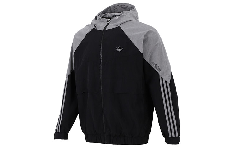 adidas Originals Black Colorblock Raglan Woven Hooded Jacket HC0328 圖 2