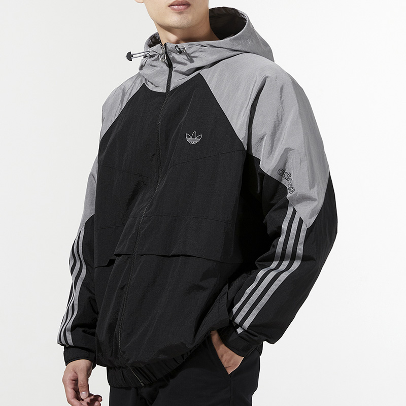 adidas Originals Black Colorblock Raglan Woven Hooded Jacket HC0328 圖 6