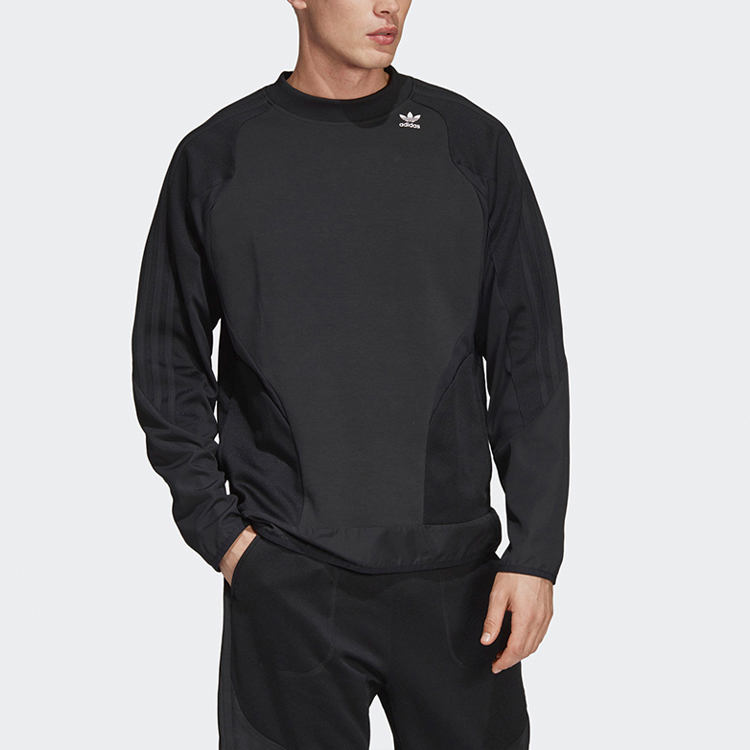 Shop adidas Originals 黑色圓領長袖休閒運動上衣 DV1980