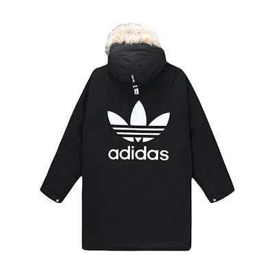 Adidas Originals Black Down Fur Parka - Winter Hooded Coat GE1316