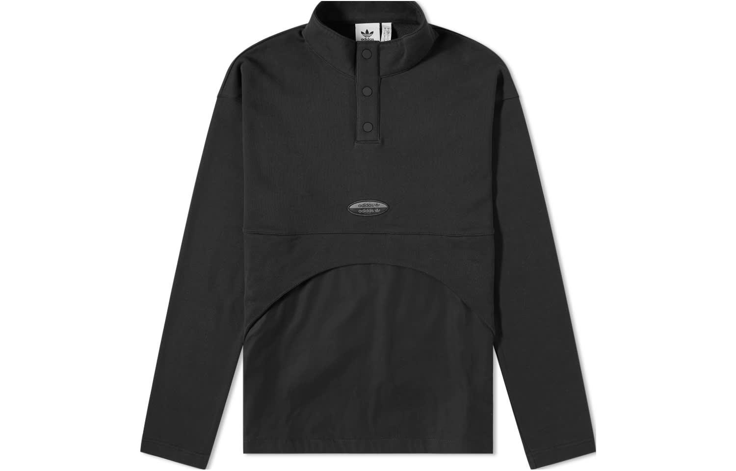 adidas Originals Black Embroidered Logo Stand Collar Long-Sleeve Sweatshirt HF2326