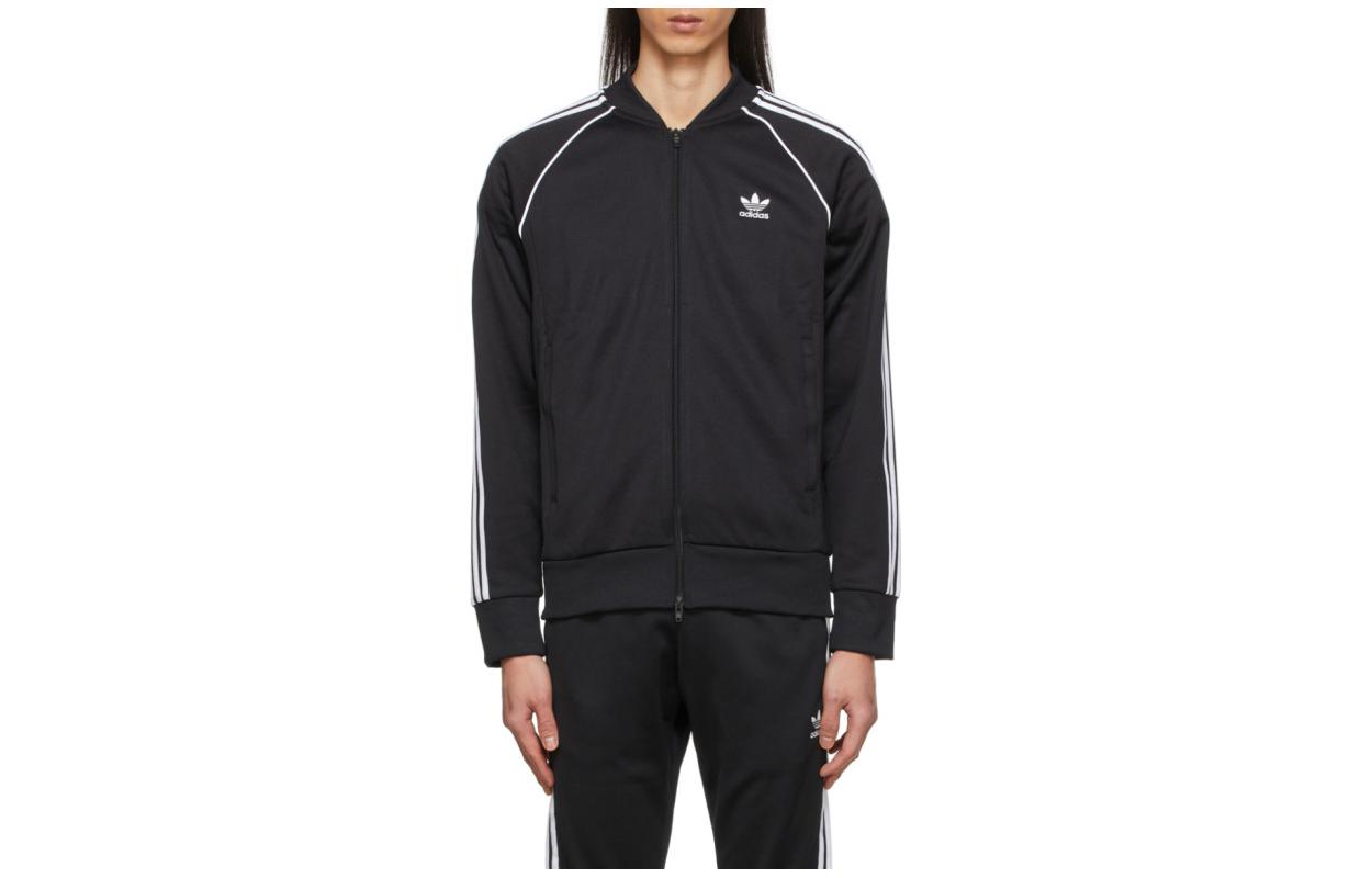adidas Originals Black Embroidered Logo Striped Jacket Men 221751M202004