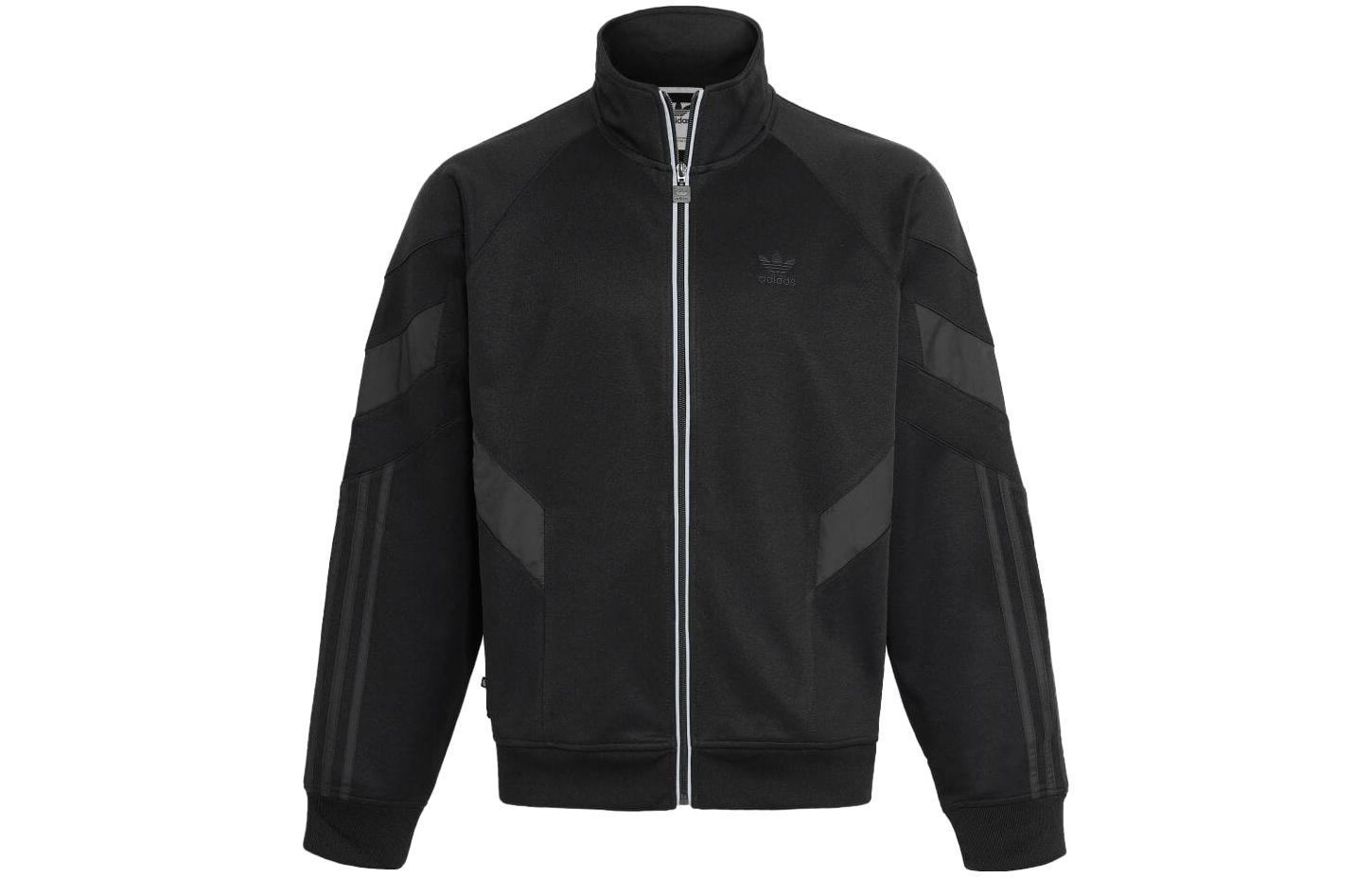 adidas Originals Black Embroidered Logo Track Jacket with Zip Pockets HK7366