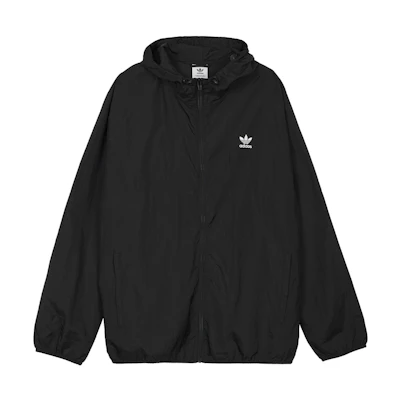 adidas Originals Black Full-Zip Hoodie with Logo Patch and Stretch Hem H34687