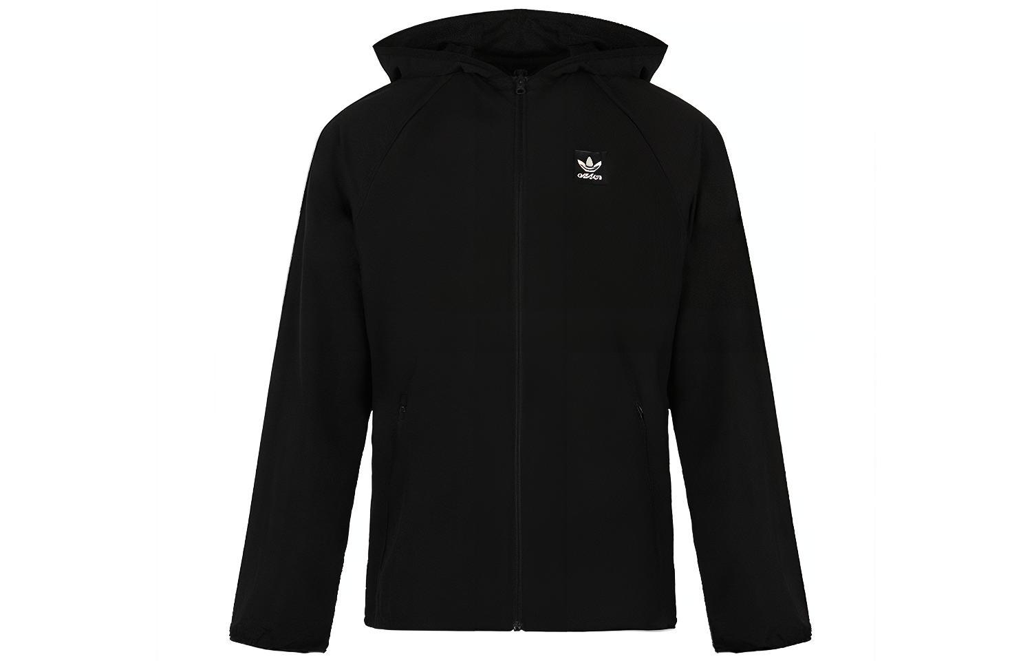 adidas Originals Black Hooded Casual Track Jacket DU8322
