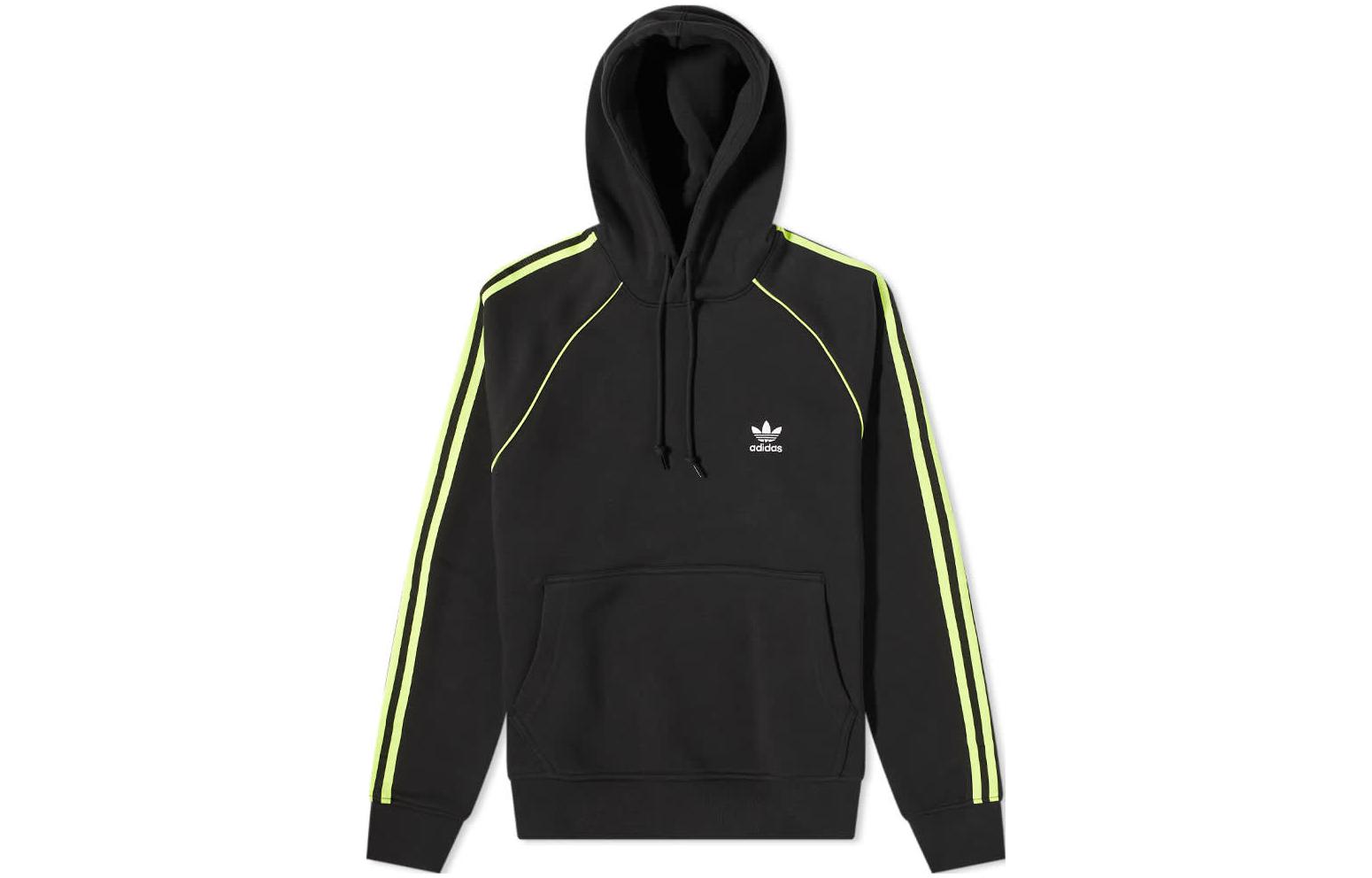 adidas Originals Black Hoodie with Solid Stripes & Embroidered Logo HG3867