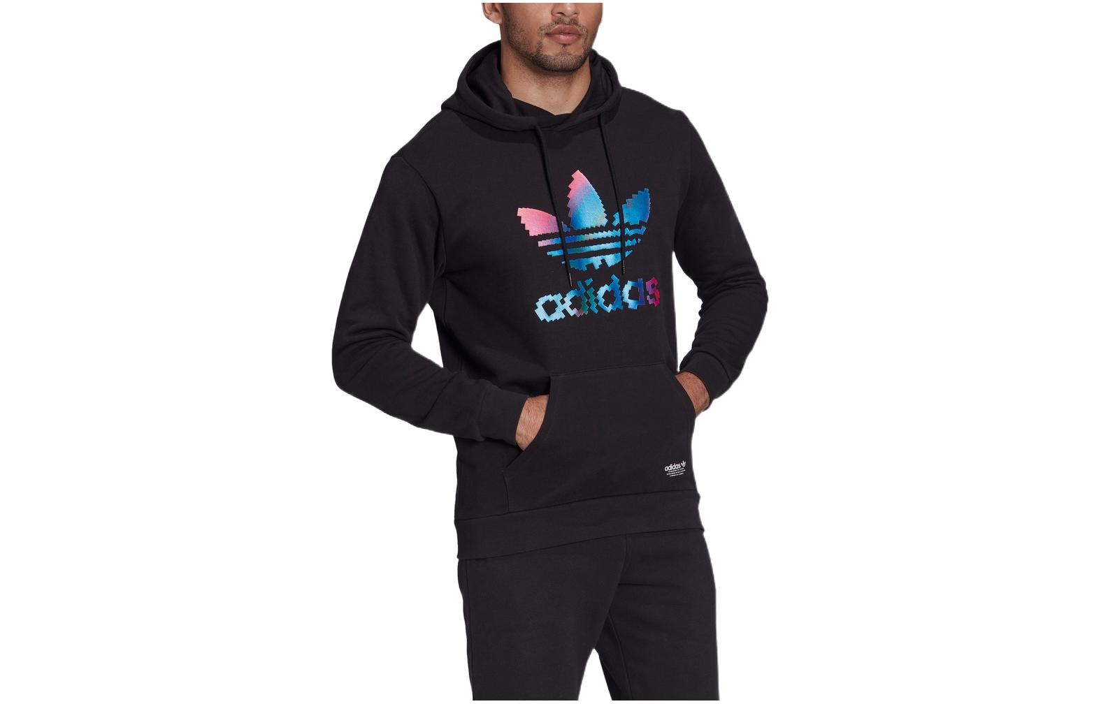 adidas Originals Black Hoodie with Trefoil Logo HC7112