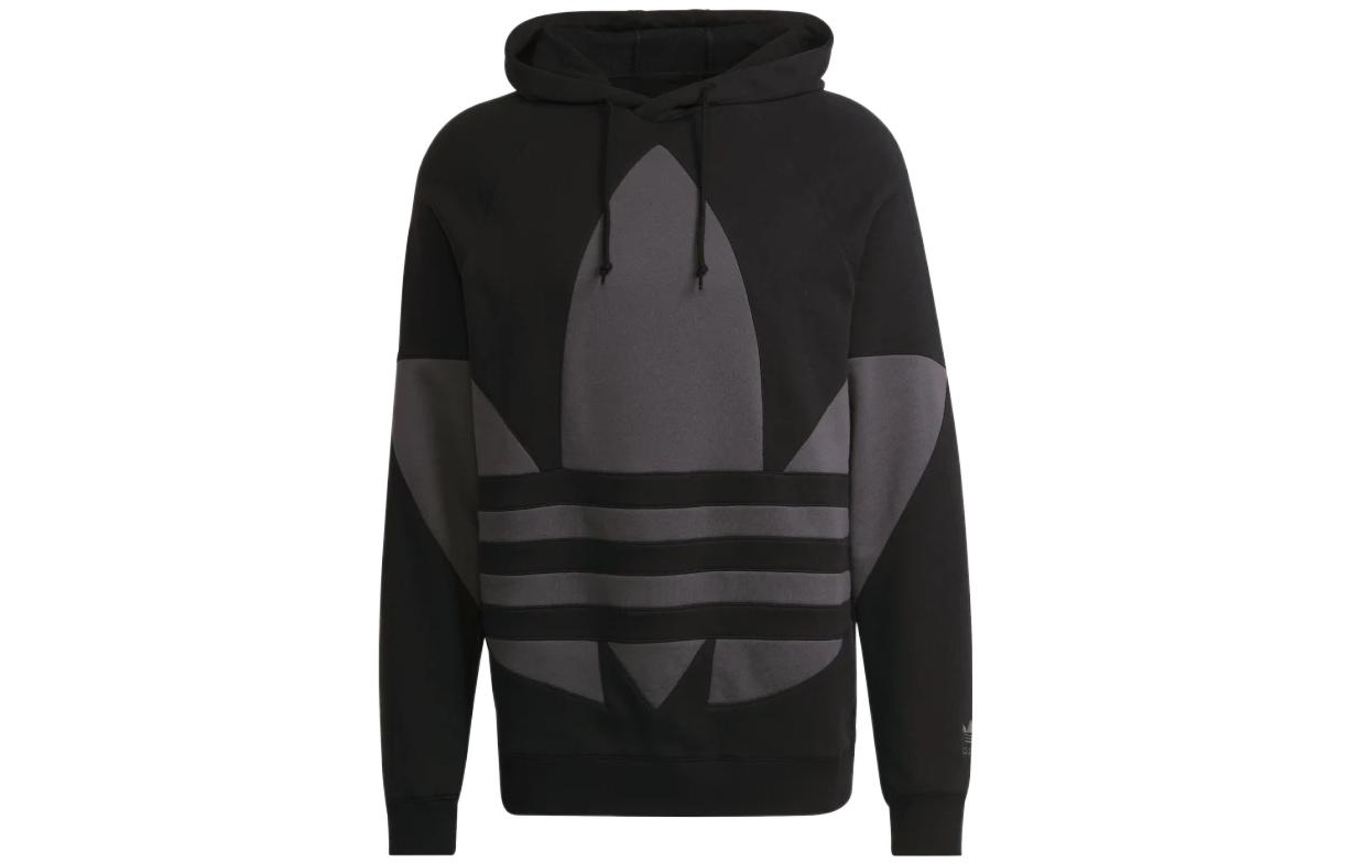 adidas Originals Black Hoodie with Trefoil Logo Print HG6453