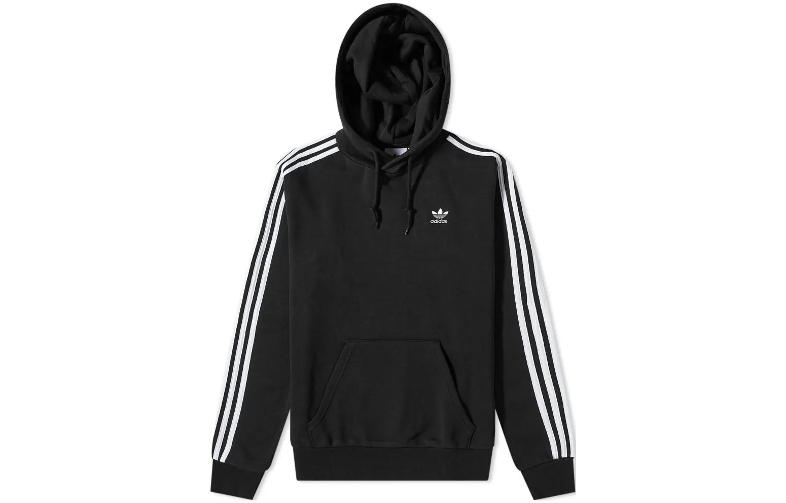 adidas Originals Black Logo Embroidered Pullover Hoodie for Men H06676