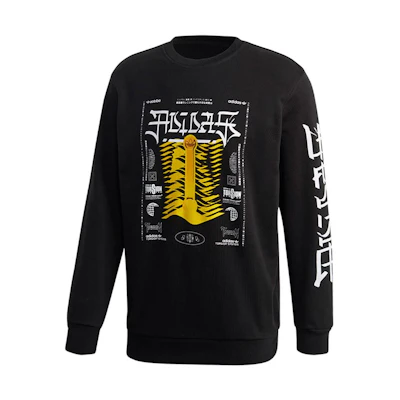 adidas Originals Black Logo Print Crewneck Pullover Sweatshirt GD6001