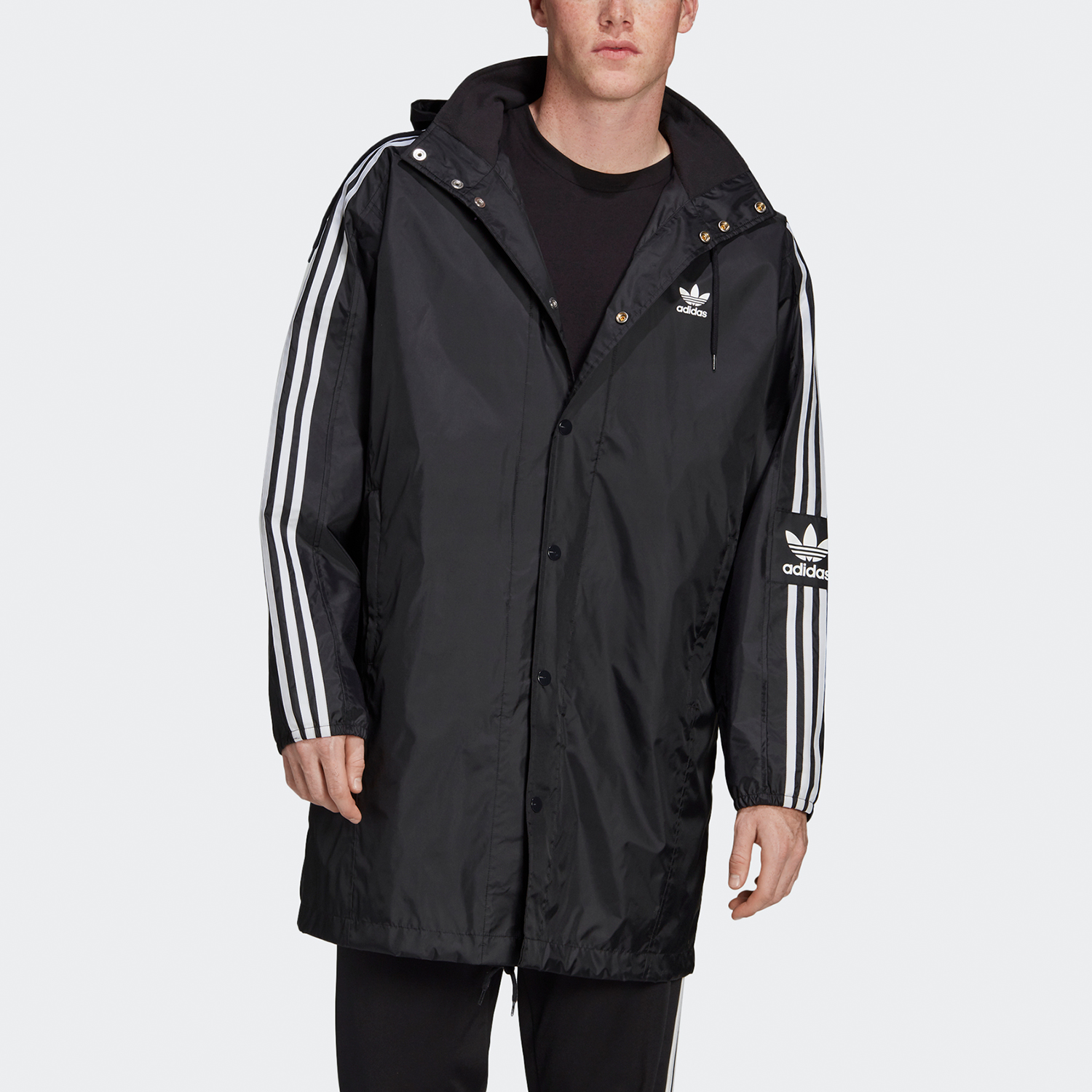 adidas Originals Black Logo Print Hooded Casual Jacket FL0011 圖 4