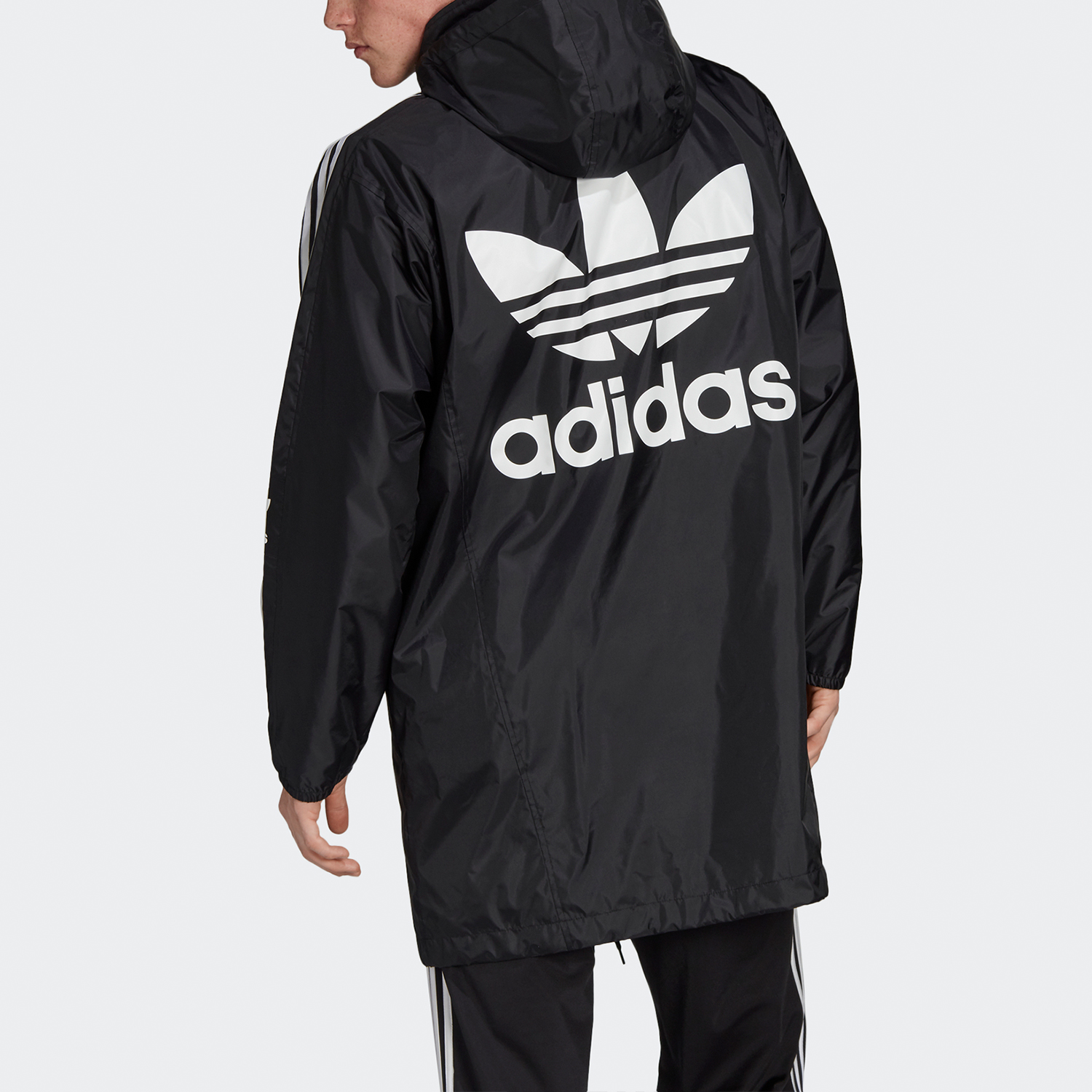 adidas Originals Black Logo Print Hooded Casual Jacket FL0011 圖 5