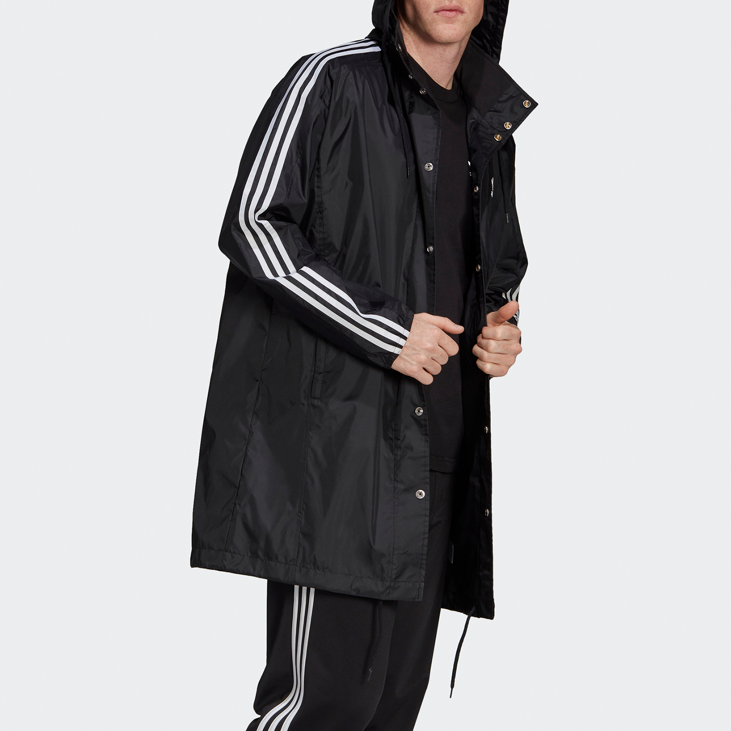 adidas Originals Black Logo Print Hooded Casual Jacket FL0011 圖 7