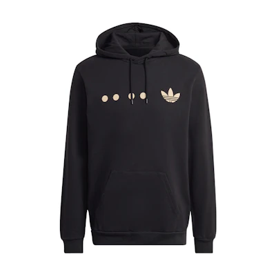 adidas Originals Black Logo Printed Pullover Hoodie for Men HK2761