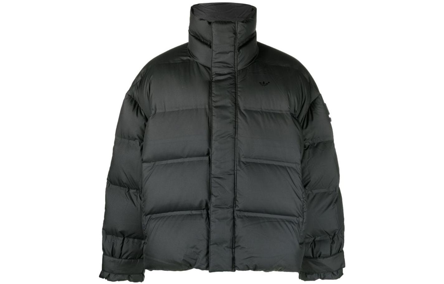 adidas Originals Black Logo Zip-Up Track Jacket with Stand Collar HM9221