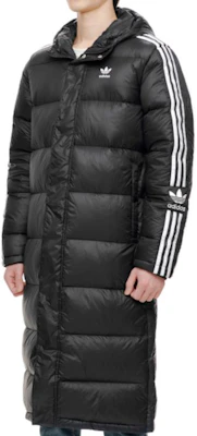 adidas Originals 男士黑色長版羽絨外套連帽冬季大衣 FL0007 Sizing adidas Originals 男士黑色長版羽絨外套連帽冬季大衣 FL0007
