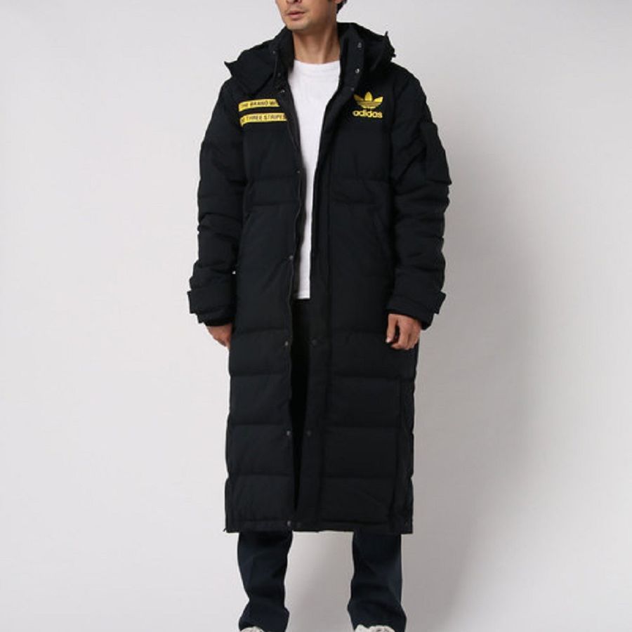 Adidas Originals Black Long Hooded Down Jacket with Back Logo for Men Winter GD5613 圖 6