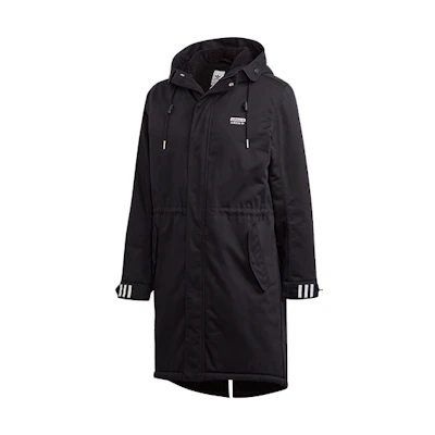 adidas Originals Black Long Parka With Fleece, Hood - Winter Jacket FL0021