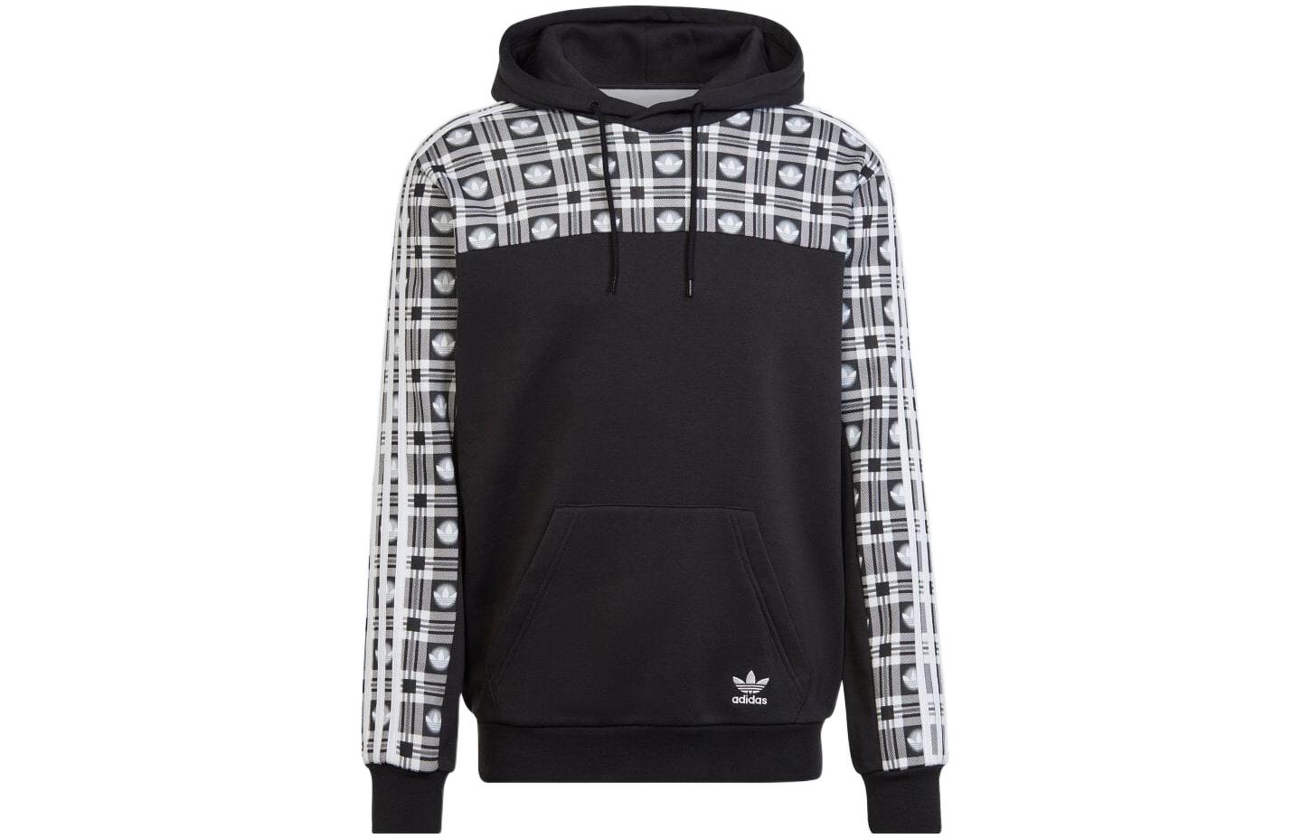 adidas Originals Black Polka Dot Plaid Print Hoodie Sweatshirt IC8776
