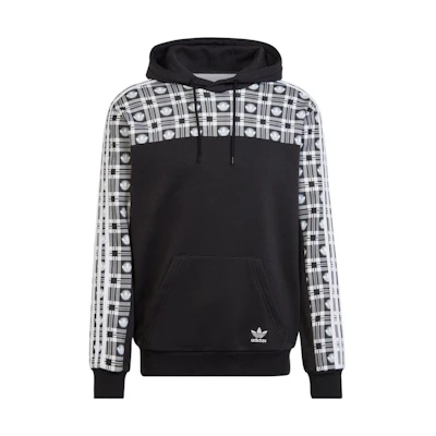 adidas Originals Black Polka Dot Plaid Print Hoodie Sweatshirt IC8776