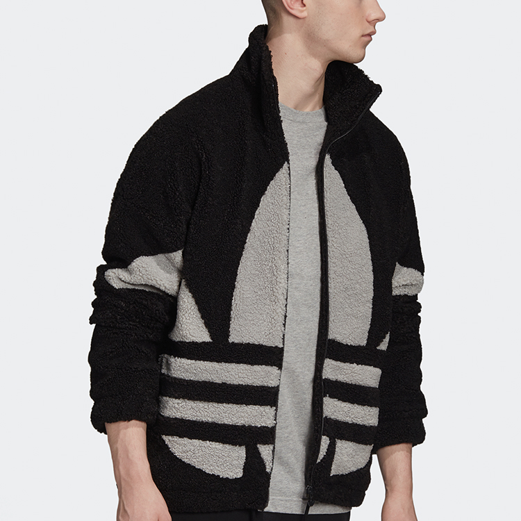 adidas Originals Black Shearling Jacket with Contrasting Trefoil Logo GC8695 圖 4