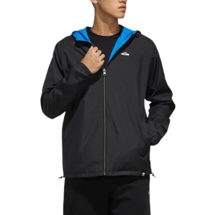 adidas Originals Black Solid Logo Print Zip-Up Hoodie Jacket FK9978 圖 3