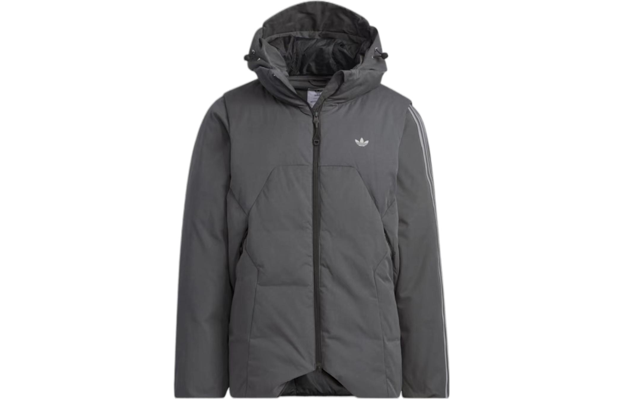 Buy adidas Originals Black Striped Colorblock Detachable Hood Puffer Jacket Unisex HY6367