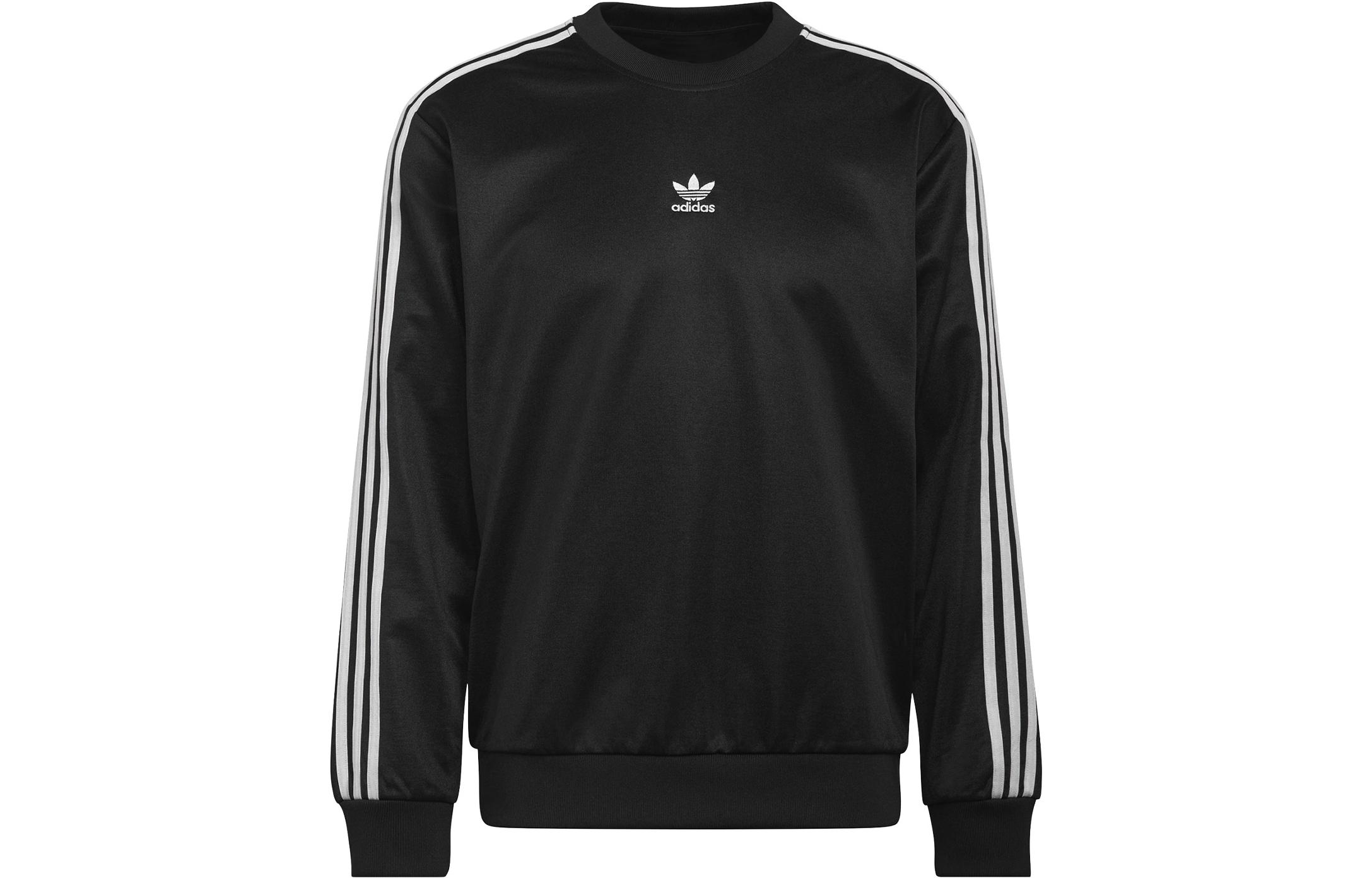 adidas Originals Black Striped Crewneck Pullover Sweatshirt HC1918