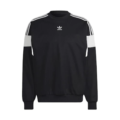 adidas Originals Black Striped Logo Print Pullover Sweatshirt HN6117