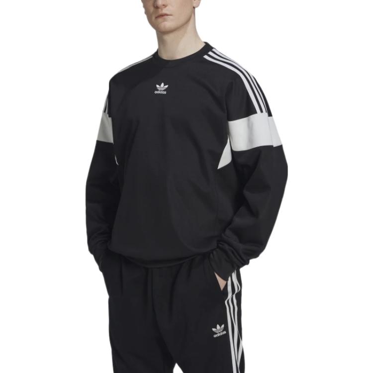 Lookbook adidas Originals 黑色條紋標誌印花套頭運動衫 HN6117