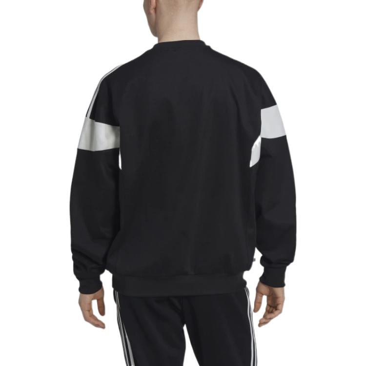 Shop adidas Originals 黑色條紋標誌印花套頭運動衫 HN6117