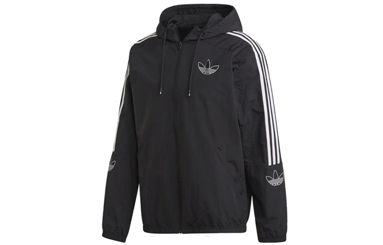 Order 阿迪达斯Originals黑色条纹拉链连帽夹克 ED4688