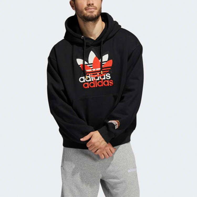 adidas Originals Black Trefoil Logo Hoodie Long Sleeve Pullover H62576 圖 4