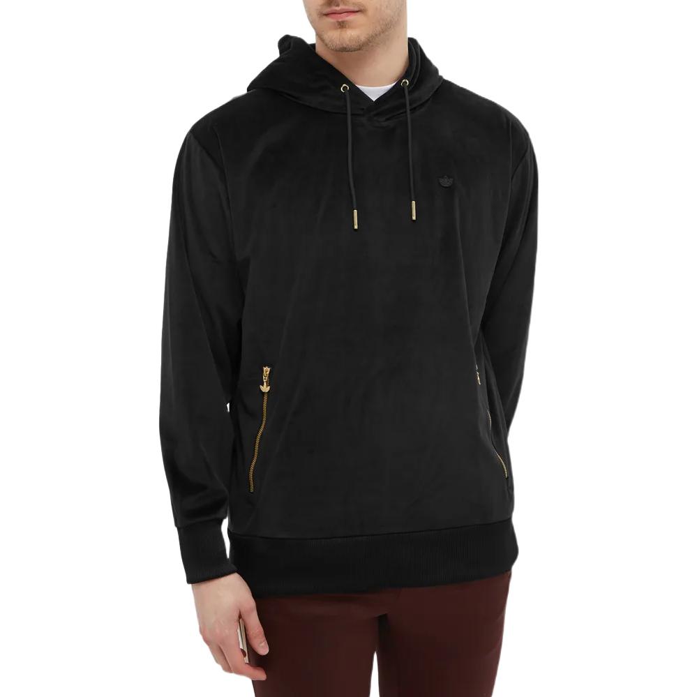 adidas Originals Black Velour Hoodie with Embroidered Logo for Men H11361 圖 3