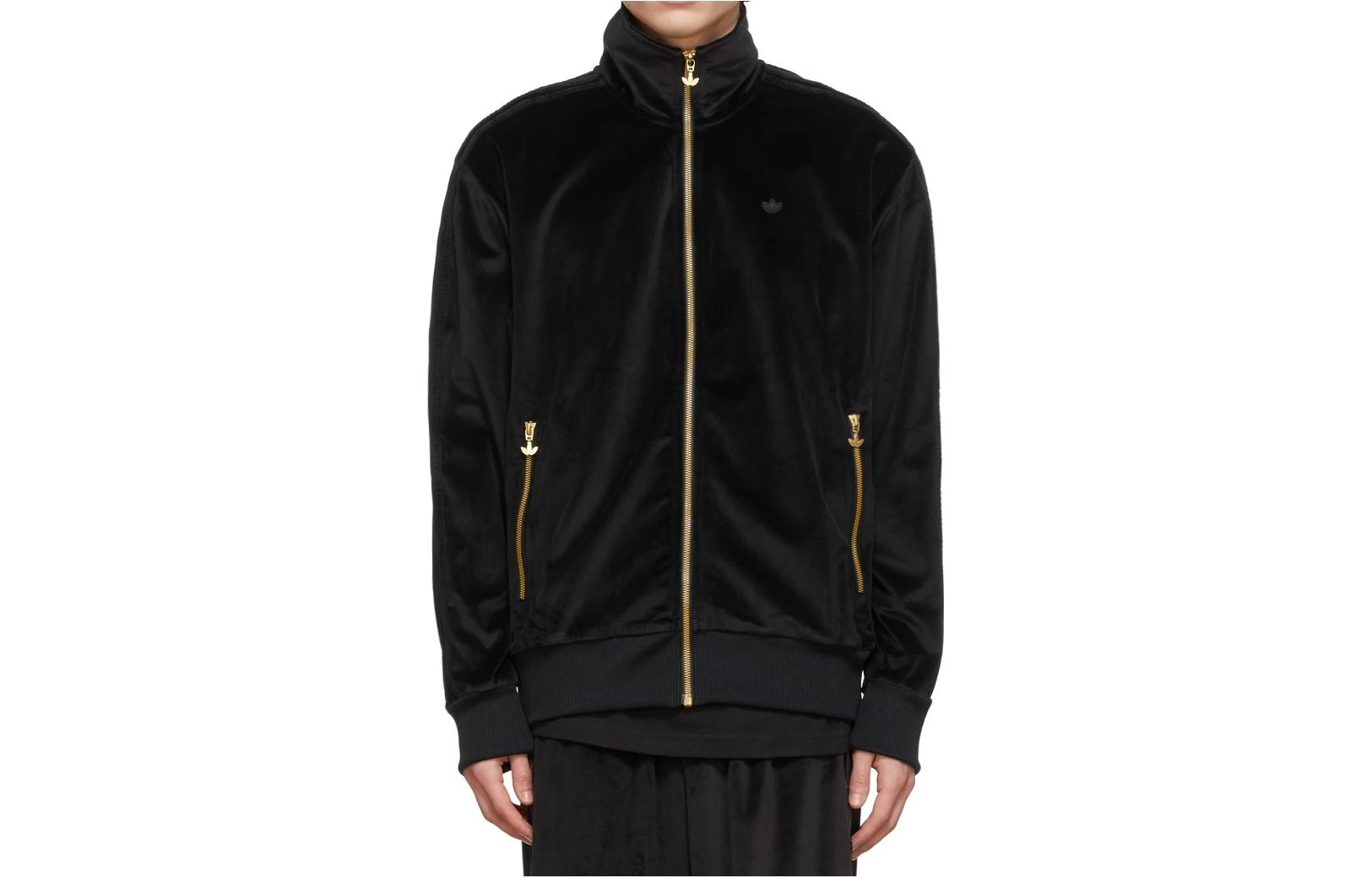 adidas Originals Black Velvet High Neck Full-Zip Track Jacket 212751M202023