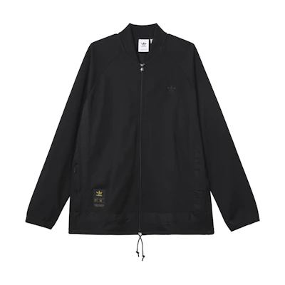 adidas Originals Black Warmup Track Jacket Gold Logo Retro Style GK0662