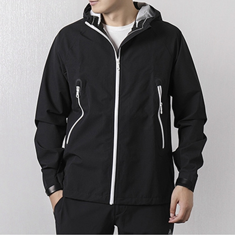 Shop adidas Originals 男士黑色連帽風衣外套 BR4146