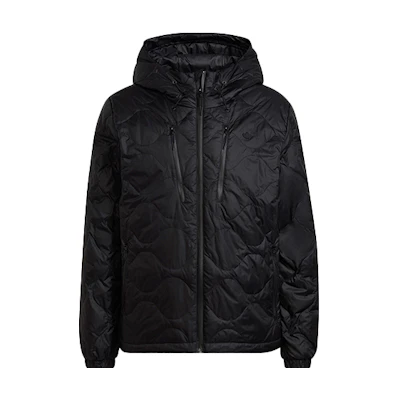 adidas Originals Black Winter Puffer Jacket with Hood and Zipper. H13586