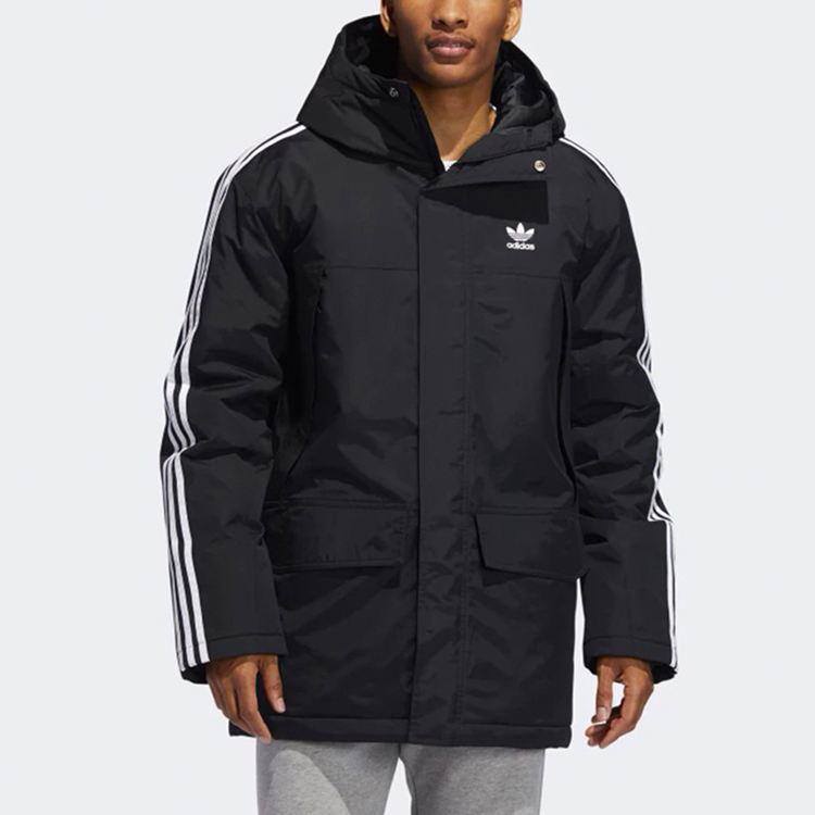 Shop adidas Originals Black Winter Warm Puffer Jacket with Hood ED5834