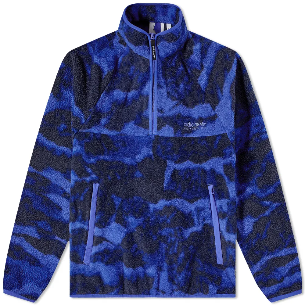 adidas Originals Blue Splatter Print Logo Embroidered Pullover Sweatshirt H09072