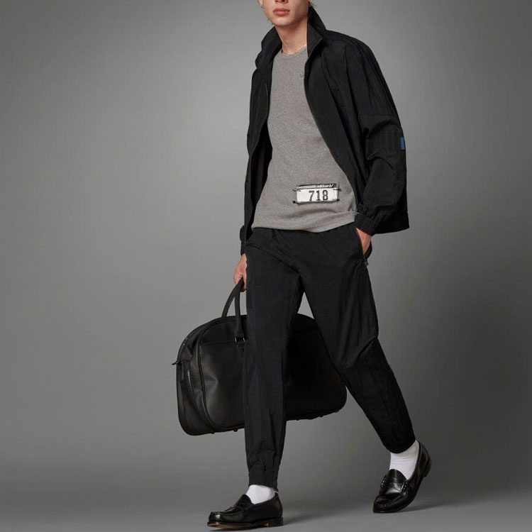 adidas Originals Blue Version Logo Colorblock Zip-Up Track Jacket Black Mens HD2241 圖 4