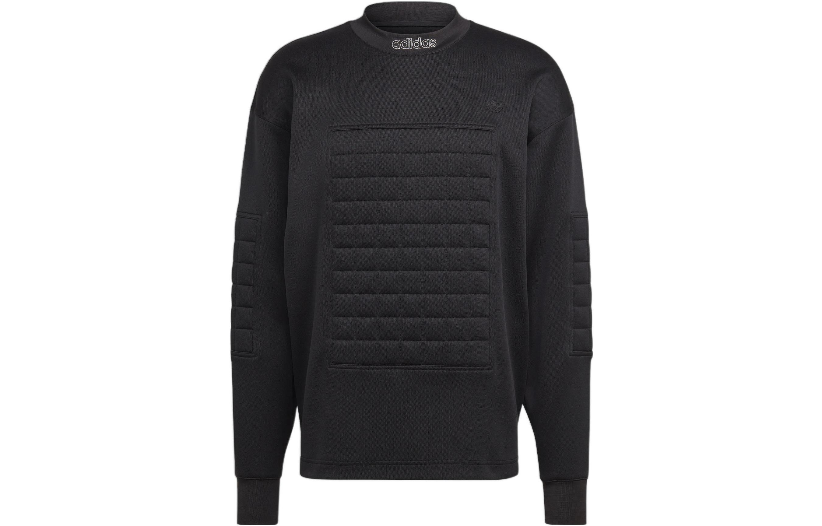 adidas Originals Blue Version Logo Crewneck Sweatshirt Black Long Sleeve HM6461