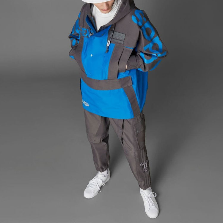 adidas Originals Blue Version Logo Print Hooded Rain Jacket - Blue HD2235 圖 3